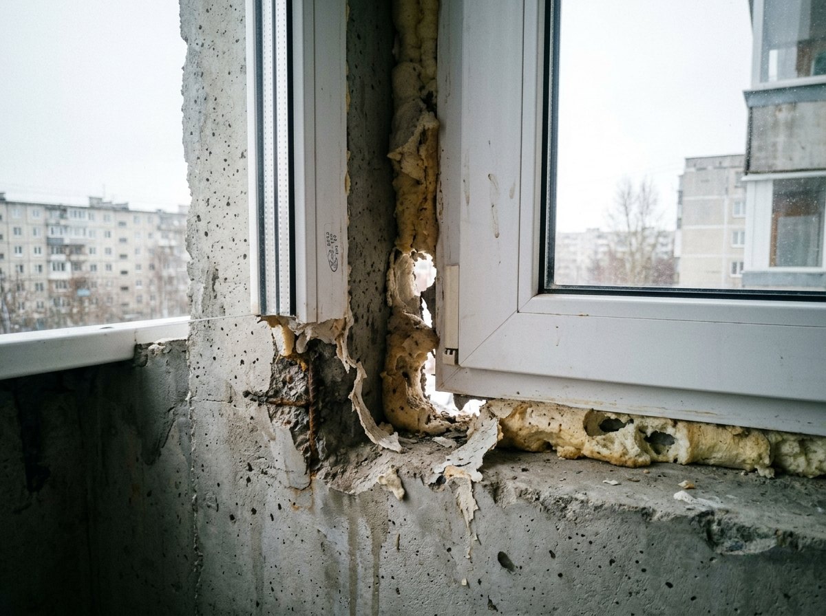 Некачественный монтажный шов фото